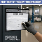 50 Pack Horizontal Job Ticket Holders 8.5x11 - Landscape Shop Ticket Holders 8 1/2 x 11 - Work Order Plastic Sleeves for Documents - Dry Erase Pocket Sleeve - Dry Erase Sleeves Clear Pocket Sleeve - Image 5
