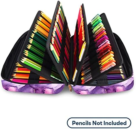 YOUSHARES 300 Slots Colored Pencil Bag - Handy Large Capacity Oxford Multi-Layer Zipper Pencil Bag for Prismacolor Colored Pencils & Gel Pen (Marble Purple) - Image 3