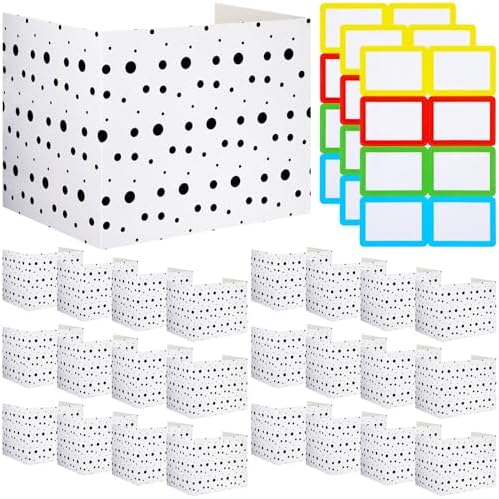 24 Pcs Privacy Folders for Students Testing, Black Dots, Black White by Crtiin
