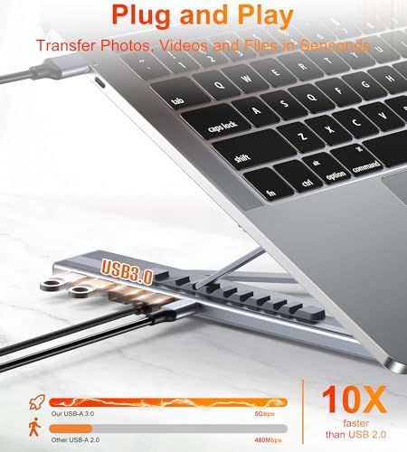 Mukiya 5-in-1 USB C Hub Adjustable Aluminum Laptop Stand - Image 3