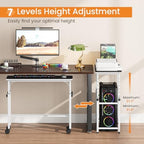 Snughome Mobile Keyboard Tray with Mouse Pad, Height Adjustment 21.6"-31.1", Keyboard Standing Desk, Rolling Under-Desk Extender with Lockable Casters, Desk Accessories for Home Office, White - Image 3