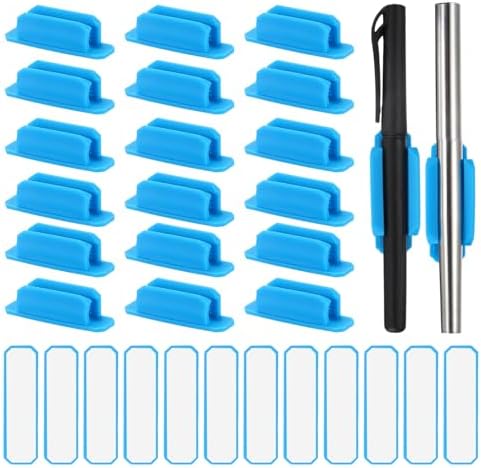 PATIKIL Adhesive Pen Holders, 48 Pack Silicone Flexible, Blue by PATIKIL