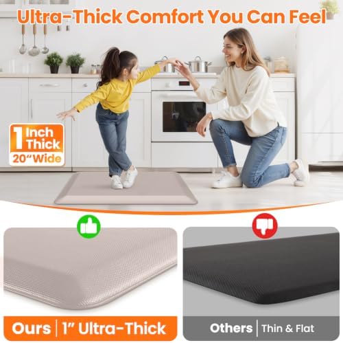 1-Inch Thick Anti-Fatigue Mat for Kitchen and Standing Desk, 20"x32", Khaki - Image 6