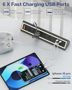 Desk Clamp Power Strip with Nightlight, 40W Fast Charging, 6FT Extension Cord, 4x20W USB-C & 2 USB Ports, 5 AC Outlets, Fits 1.69-Inch Table Edges - Image 4