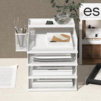 FANXIYQ Stackable Letter Trays, 4 Tier Metal Paper Tray & Desk Organizer, Stackable File Trays for Office & Home, Multi-Functional Document Tray with Fine Grid Design & Magnetic Labels,White - Image 4