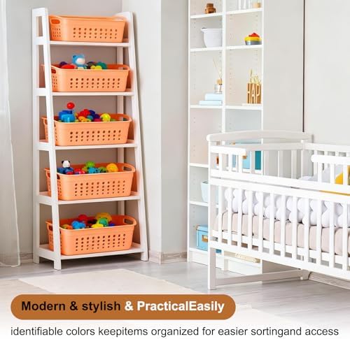 uxcell 2Pack Pantry Plastic Storage Baskets, 15.55x7.87x7.6 Stackable Organizer Container with Handle Organization Bins for Shelves Bathrooms Bedrooms Closet Desktop Cabinets, White - Image 6