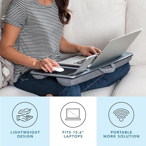 LAPGEAR Home Office Lap Desk – Silver Carbon, Fits 15.6” Laptops - Image 2