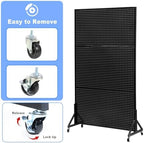 Eastern Tree Metal Pegboard Display Stand 3.5 x 6 Feet with 30 Hooks, Standing Pegboard Display with Wheels, Peg board Display Rack, Large Pegboard Panels - Black - Image 5