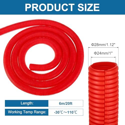 MECCANIXITY 1" 20ft Split Wire Loom Tubing w/Installation Tool Red - Image 2