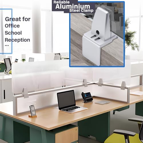 4 Packs Sneeze Guard Support, Aluminum Vertical Partition Board Clamp, Acrylic Desk Divider Support Clamp, Desk Shield Privacy Panel Clamps for Clear Shield for Countertop Reception - Image 2