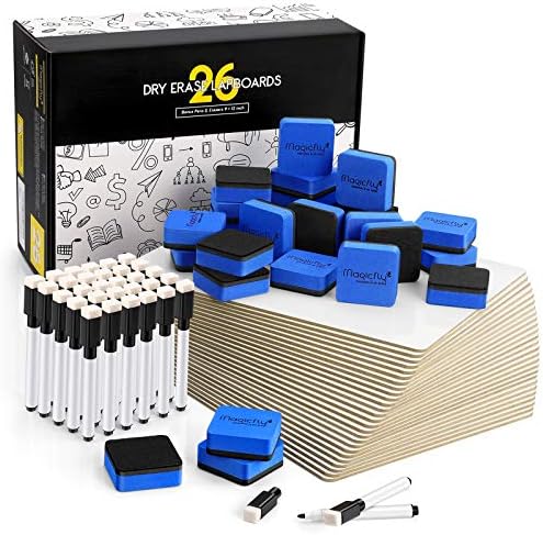Magicfly 26 Pack Double Sided Dry Erase Board, 9" x 12" Small White Boards by Magicfly
