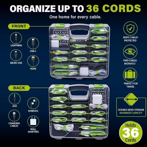 Ontel Cord Daddy Pro, Cord Organizer Case for Cables and Chargers, Tech & Electronics Organizer | Holds Cords, Cables, Chargers & Accessories | Compact Zip Case - Image 6