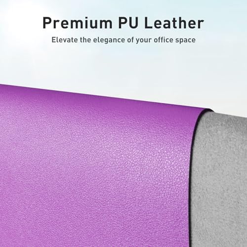 Aothia Faux Leather Desk Mat – Large Mouse Pad, Non-Slip PU Leather Blotter, Waterproof Writing Surface for Office and Home (Iris Violet, 47.2" x 23.6") - Image 2