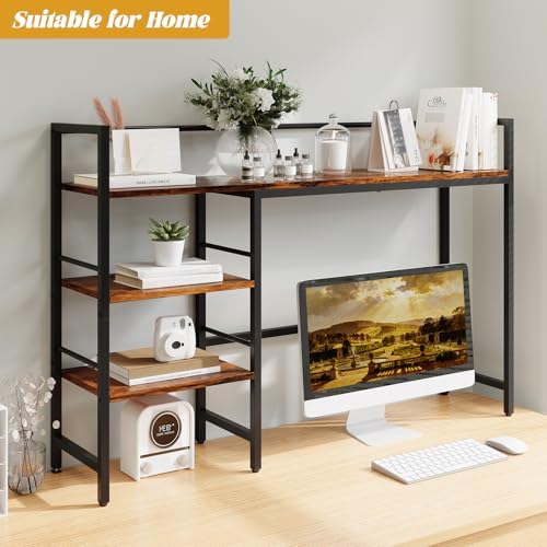HavenlyYouth Desk Shelf, 45.4 Inch Wood Desk Organizer Shelf for Computer Monitor, Desk Hutch Storage, Desktop Shelf for Top of Desk, 3 Tier Desktop Bookshelf for Home Office Dorm, Rustic - Image 4