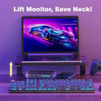 Desk Extender, 15-inch Clamp-On Desk Shelf, Height-Adjustable Desktop Shelf Organizer for Monitors Office and Gaming Accessories, Arm Support Table Extension, 44lbs Heavy Duty, Black - Image 3