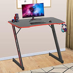 BestOffice | 35" Gaming Table | Red | Z-Shaped Computer Desk by BestOffice
