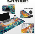 Britimes Keyboard Mouse Pad Set, 4 in 1 Desk Mat Set, Gold Sun Ocean - Image 7