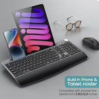 GAMCATZ Ergonomic Wireless Keyboard and Mouse with Wrist Rest，Phone Holder - 2.4GHz Full-Sized Low-Profile Quiet Wireless Mouse and Keyboard Combo for Computer, Laptop, PC, Mac-Black - Image 3