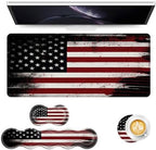 Keyboard Mouse Pad Set, Extended Gaming Mouse Pad+Ergonomics Keyboard Wrist Rest Support, Memory Foam, Easy Typing Pain Relief, 4Pcs XL Ultra Thick Desk Mat,Old American Flag by Vobber