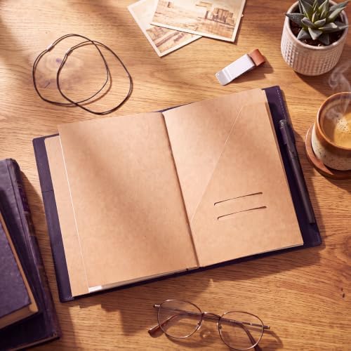Eaasty Leather A5 Travelers Journal Notebook Cover, Dark Purple - Image 4