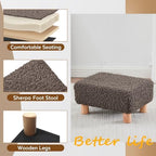 Small Foot Stool Ottoman, Sherpa Footstool Ottoman Foot Rest for Couch, Rectangle Footstools and Ottomans Small for Living Room, Entryway and Bedroom (Brown) - Image 4