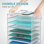 9-Tier Paper Organizer for Desk, Metal Mesh Letter Tray with Handles, White - Image 5