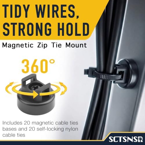 Magnetic Cable Holder, 20mm Zip Tie Mounts, Wire Holder - Image 2