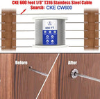 CKE 120 Pack T316 Stainless Steel Protector Sleeves for 1/8" Wire Rope Cable Railing, Marine Grade Protective Sleeves Deck Cable Railing Kit for Wood Posts DIY Balustrade, CR01 - Image 5