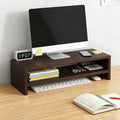 Solid Wood Monitor Stand Riser & Laptop Stand Desk Organizer - Office Accessories for PC Workspace, Computer Organization, Countertop Hutch Dark Brown Log 19.7x7.9x5.2in by Unknown
