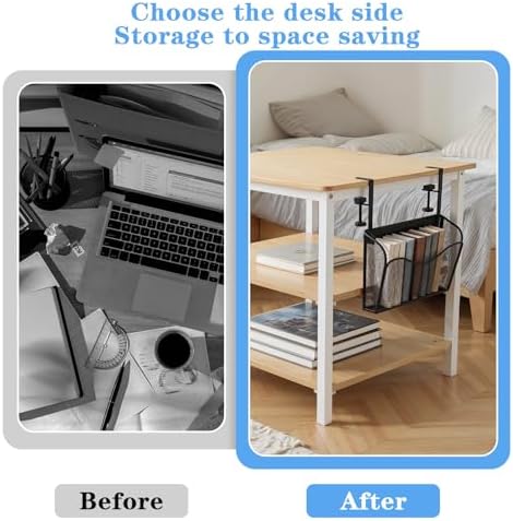 Clamp On Desk Organizer, 2-IN-1 Under Desk Side Organizer Storage, Wall Mounted Mesh File Rack, Hanging Office Organization for Document Magazine Paper School Supplies - Image 5