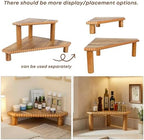 2-Tier Rustic Corner Shelf for Kitchen Counter,Wood Beaded Farmhouse Countertop Organizer with Removable Feet, Stackable Bathroom Vanity & Coffee Bar Decorative Riser Stand(Rustic Brown) - Image 5