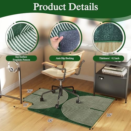 Office Chair Mat for Hardwood Floor & Tile Floor,36"X 48"-Convex Geo Green - Image 2