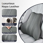 Coverado Lumbar Support Pillow for Car, Ergonomic Memory Foam Back Pillow for Office Chair, Back Cushion for Back Pain Relief, PU Leather Car Lumbar Support for Driving Seat - Image 6