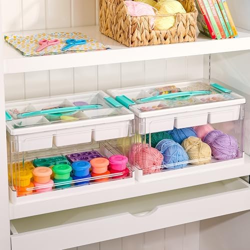 Vtopmart 24 QT Clear Craft Organizer with Removable Tray & Dividers, 1 Pack - Image 6