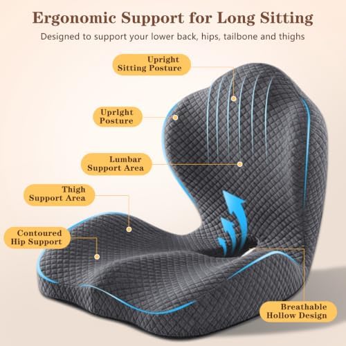 Ergonomic Seat Cushion with Back Support, Black - Image 5