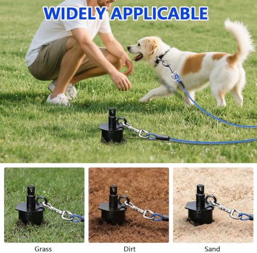 Dog Tie Out Cable&Stake,30FT Dog Leads for Yard,Heavy Duty Ground Anchor - Image 2