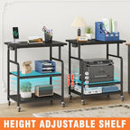 YAOHUOO 3 Tier Large Printer Stand with Power Outlet/Adjustable Shelf - Image 3