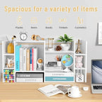 YIGANG Desk Shelf Organizer, 3-Tier Desktop Bookshelf for Computer Desk, Small Tabletop Hutch Storage Rack, Wood Office Supplies Organizer for Dorm, Home & Student (29 Inch Wide)，White - Image 4