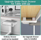 SVNNELP 2 Pack Upgrade Under Desk Drawer for Table with Lip,Office Attachable Plastic Desktop Accessories & Workspace Organizers,Hidden Under Table Desk Storage Organizer Pencil Tray Drawer Slide Out - Image 4