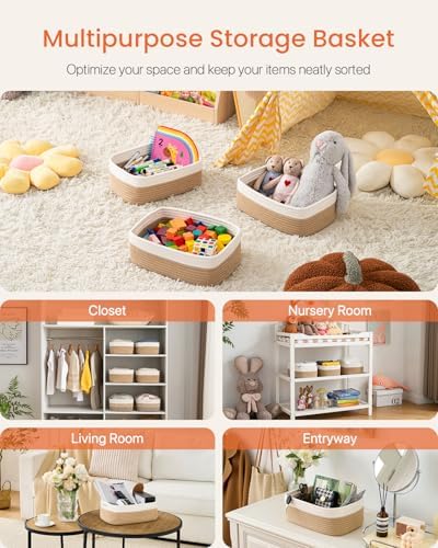 KALLAX Small Woven Storage Basket for Organizing, 12 x 8 x 4.5 inch, 3 Pack - Image 3