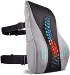 TULARIS Extra Dense Lumbar Pillow with Double Adjustable Straps - Ergonomic Lumbar Support Pillow for Office Chair, Car, Couch Firm Back Support for Lower Back & Spine Pain Relief Memory Foam Cushion by Tularis