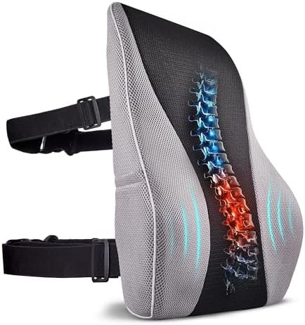 TULARIS Extra Dense Lumbar Pillow with Double Adjustable Straps - Ergonomic Lumbar Support Pillow for Office Chair, Car, Couch Firm Back Support for Lower Back & Spine Pain Relief Memory Foam Cushion by Tularis
