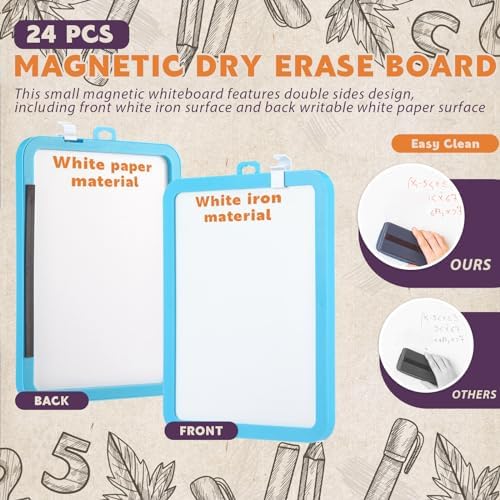 Outus 24 Pcs Dry Erase Mini White Boards Bulk 8.5 x 11'' Small Magnetic Whiteboard Double Sided Colored Writing Boards for Kids Students Locker Fridge (Colorful) - Image 6