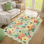 DUKINO 4x6 Area Rug, Non Slip Floral Washable Rug for Living Room, Green - Image 5