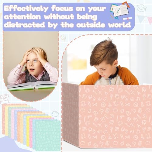 gisgfim 24 Pack Privacy Shields for Student in 12 Pastel Colors Desk Dividers Durable Privacy Folders Testing Dividers Shield Study Boards Panel Partition for Classroom Teacher Back to School Supplies - Image 4
