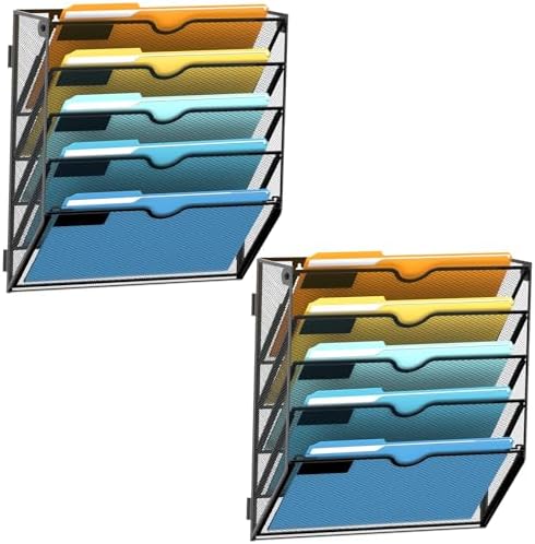 SUPEASY 5-Tier Hanging Wall File Organizer with Hooks, 2 Pack by SUPEASY
