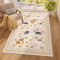 DUKINO 3x5 Rug, Washable Dog Bedroom Area Rug Soft Non Slip, Beige Yellow by DUKINO