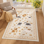 DUKINO 3x5 Rug, Washable Dog Bedroom Area Rug Soft Non Slip, Beige Yellow by DUKINO