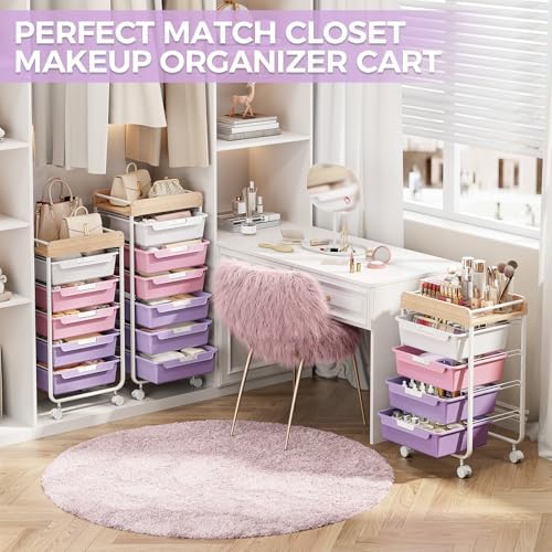 SYKIARIOL Rolling Cart with 6 Drawers,Craft Organizer and Storage,Purple - Image 5