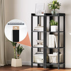 HOOBRO Small Bookcase, Industrial Style Bookshelf for Narrow Spaces, 4-Tier Square Book Shelf Stand, Easy to Install, Wooden Storage Rack Display Shelf, Corner Shelf for Living Room, Black BK08CJ01 - Image 4